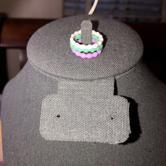 10pc Flexible Silicone Wedding Ring Engagement Men Women Diamond Wide - Picture 3 of 6